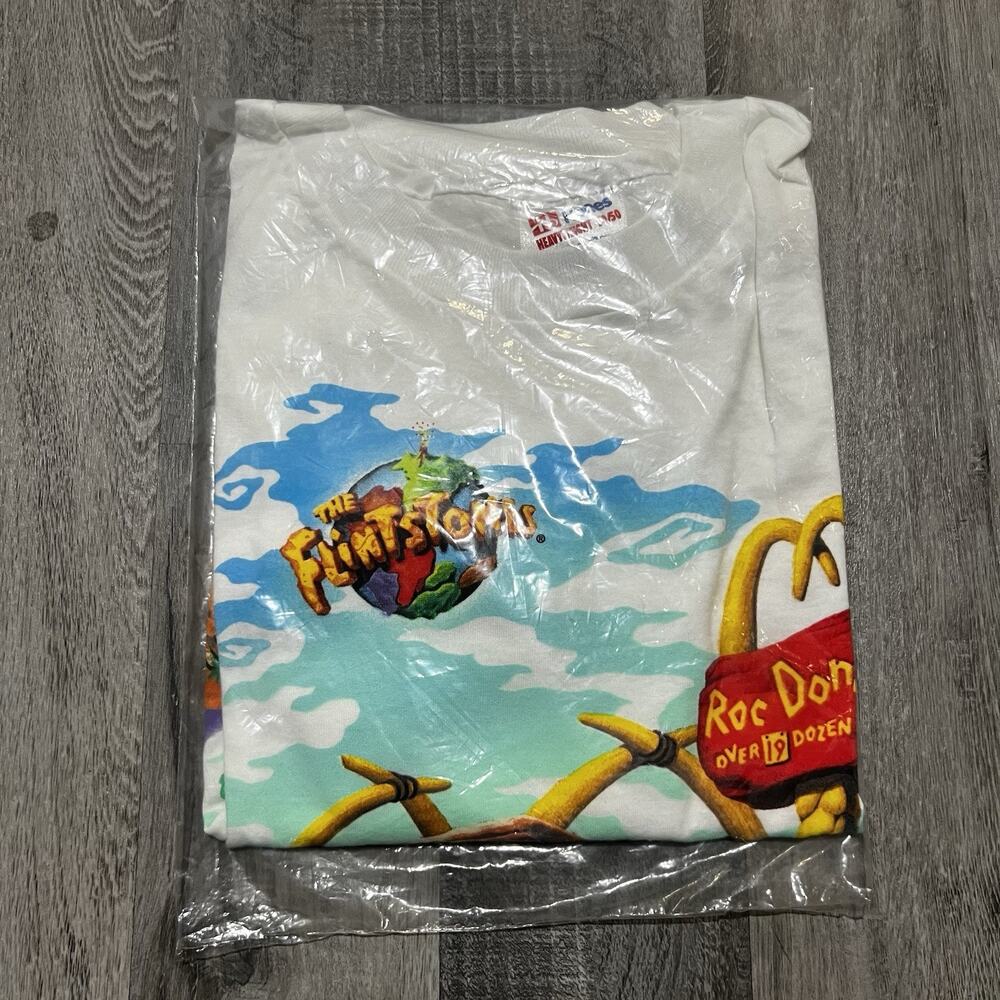 VTG 1994 The Flintstones Rocdonalds Mcdonalds Movie Promo T Shirt NEW 90s Sz XL